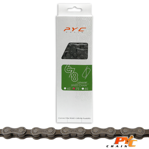 440307.02 P.Y.C. Bicycle chain 7 speed 1/2 x 3/32 Inch - 116L - 7.3 mm