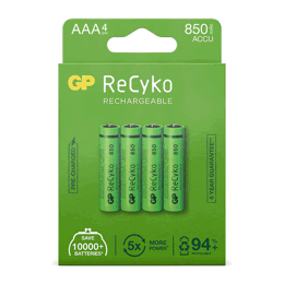 430907 GP Rechargeable AAA Batteries 850mAh NiMH 4PK