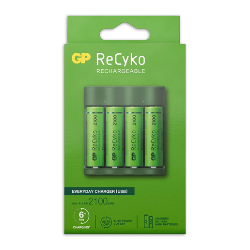 430918 GP USB battery charger + 4 x AA Batteries 2100mAh NiMH