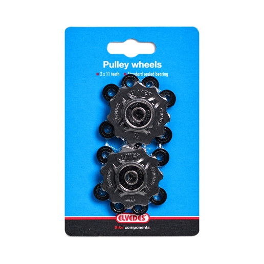 74.CP2017086 ELVEDES Pulley wheels 2 × 11 teeth with sealed bearings set
