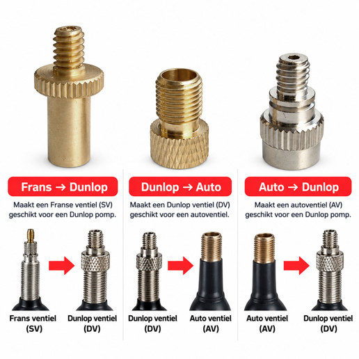 440298.SET  Lot de 3 adaptateurs de valve